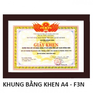 Khung bằng khen A4 màu nâu