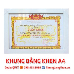 khung bằng khen chứng chỉ A4 màu Trắng