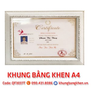 Khung bằng khen A4 màu Trắng viền Vàng Q3707TN